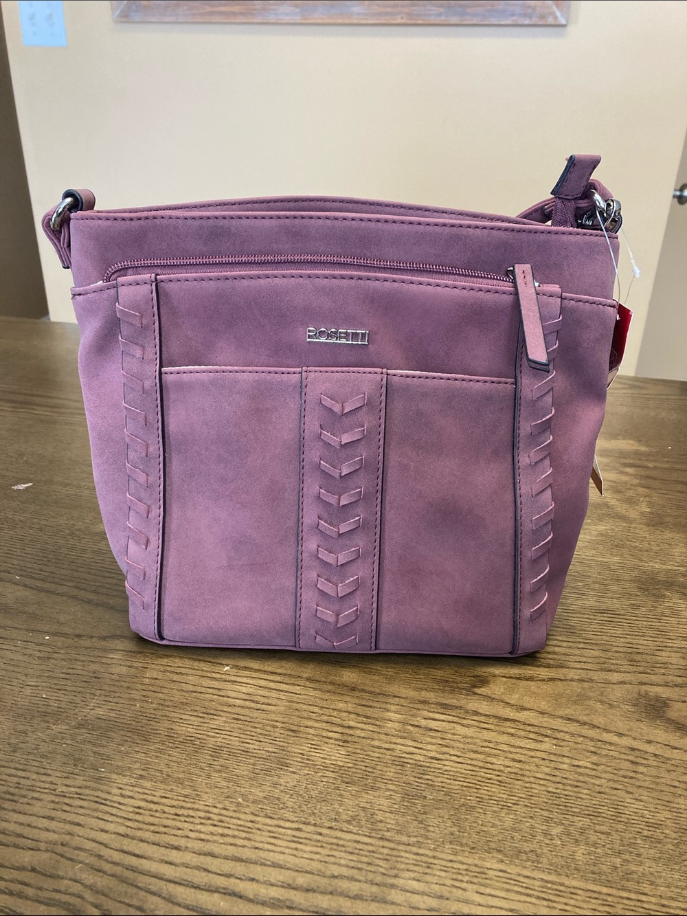 Rosetti Dusty Mauve Crossbody Bag with Braided Accent